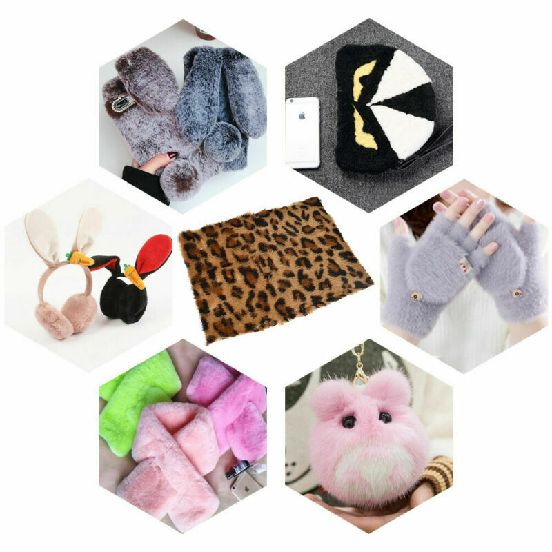 Leopard Faux Fur Fabric Sheet Patchwork Bag Bow-knot Clothing Sewing Decor DIY