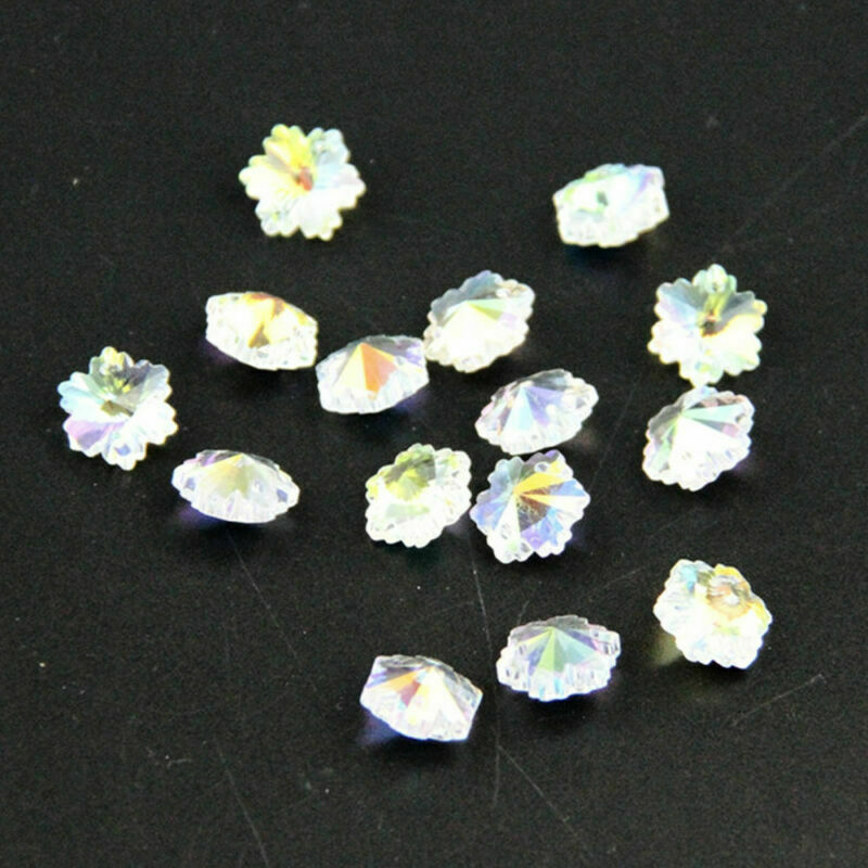 5PCS Snowflake Flower Faceted Glass Crystal Beads DIY Necklace Jewelry Making