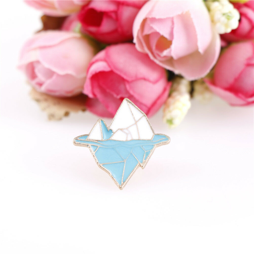 Antarctic iceberg brooch Enamel Pin buckle White Blue Metal Snow MountainB.l8