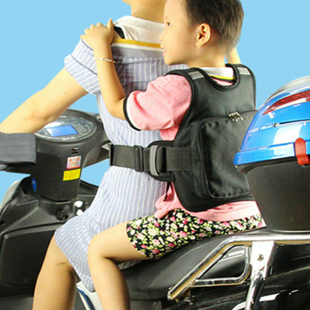 Motorcycle Child Kid Safety Seat Strap Baby Harness Belt Reflective Black