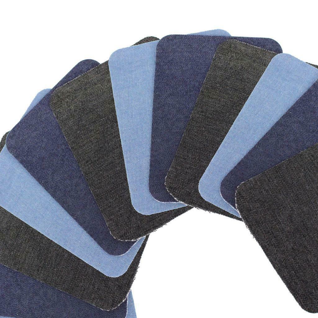 12Pcs Denim Sewing Patches Elbow No-Sew DIY Iron On Jeans Pants Decors