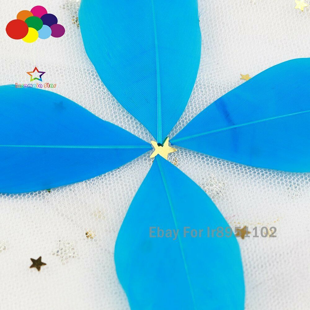 5-7cm Natural Swan Feathers 100pcs Soft Goose Plumes Warm Lake Blue Dyed