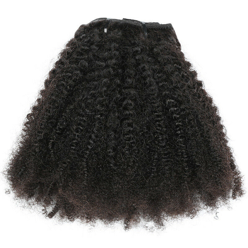 16" Mongolian Kinky Curly Hair Weft Clip in 100% Afro Kinky Human Hair Extension