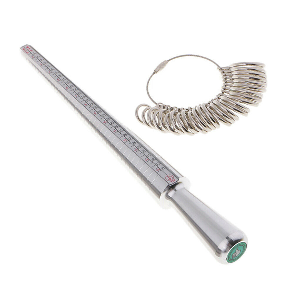 Standard Rings Kit Metal Ring Sizer Mandrel Finger Sizing Measure Stick Tool