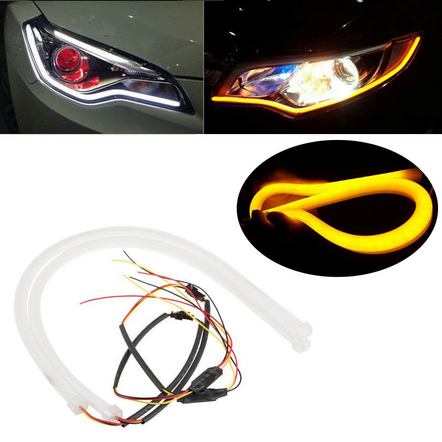23" Side Glow White/Amber Switchback LED Strip Lights For Headlight DRL & Signal