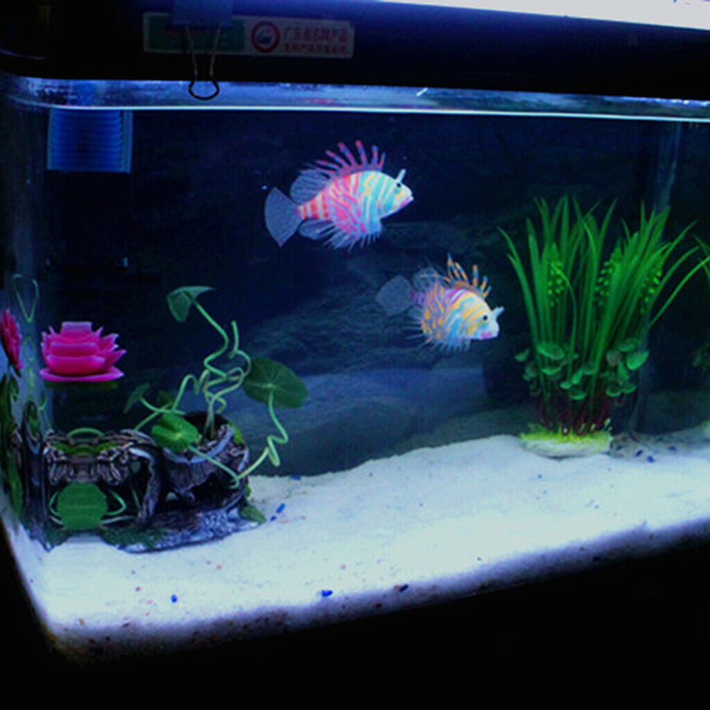 Artificial Silicone Glow Lionfish Snailfish Aquarium Fish Tank Decor ORG S