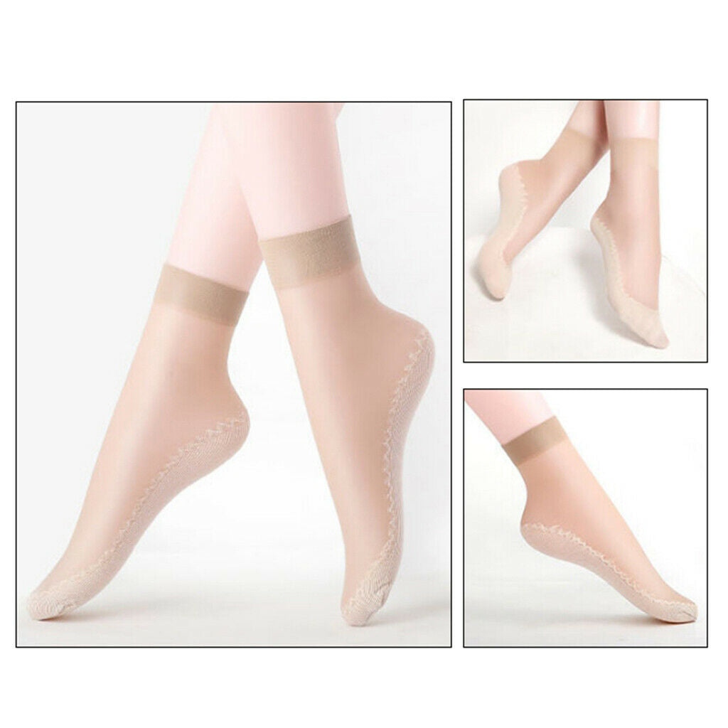 40x Nylon Silk Summer Socks Sheer Lace Soft Cotton Bottom Non-Slip Socks
