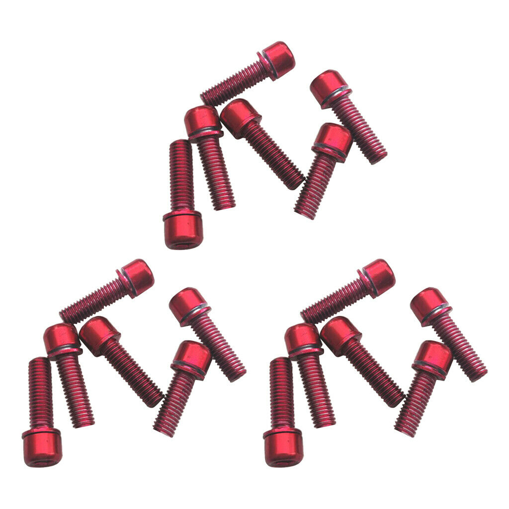 18Pcs Mountain Road Bike Hex Socket Screws M5x18 Bolt for Handlebar Stem Red