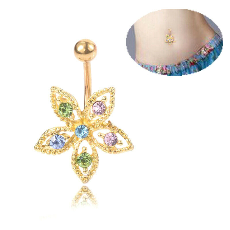 1pc Golden Maple Leaves Navel Ring Belly Dance Accessories Navel Na.l8
