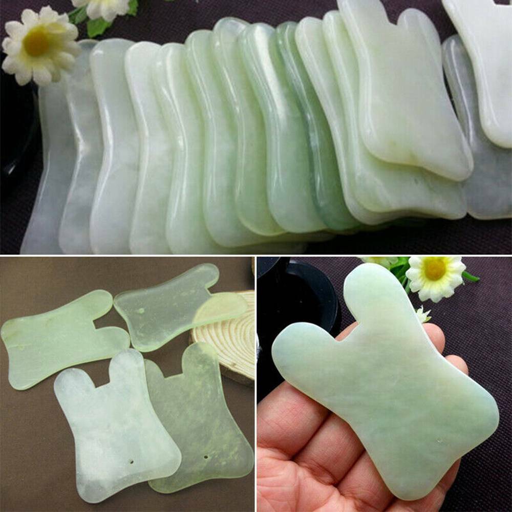 Universal Gua Sha Green Jade Scraping Board Facial Massager Health Beauty Tools