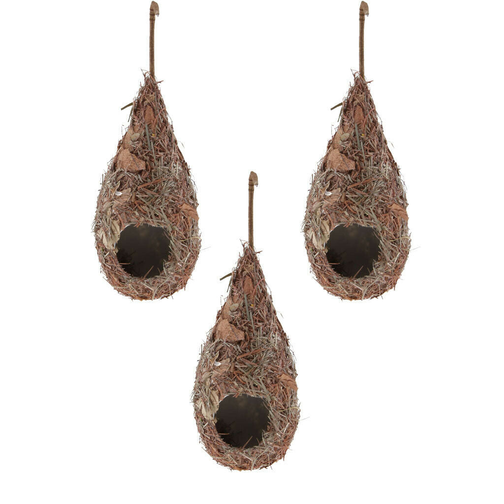 3x Handwoven Straw Bird Nest Natural Pet Grass Cave Garden Decor E