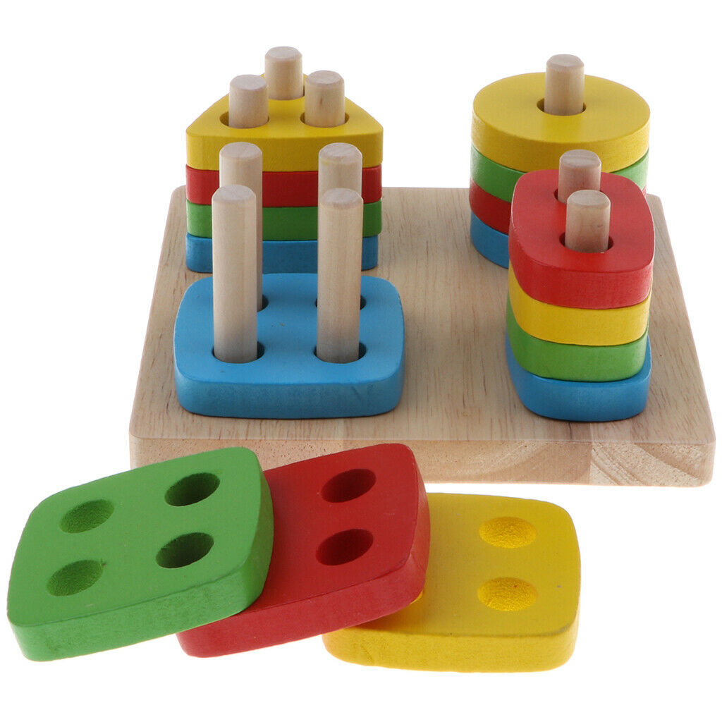 Educational wooden geometry blocks, the puzzle development baby