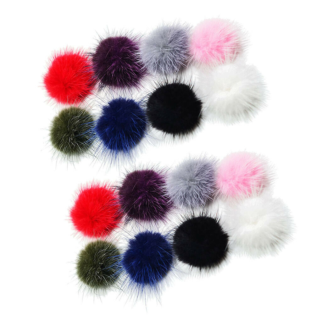 16Pcs Fluffy Pompom Ball For Women Hair Band Clips Earring Jewelry Gifts DIY