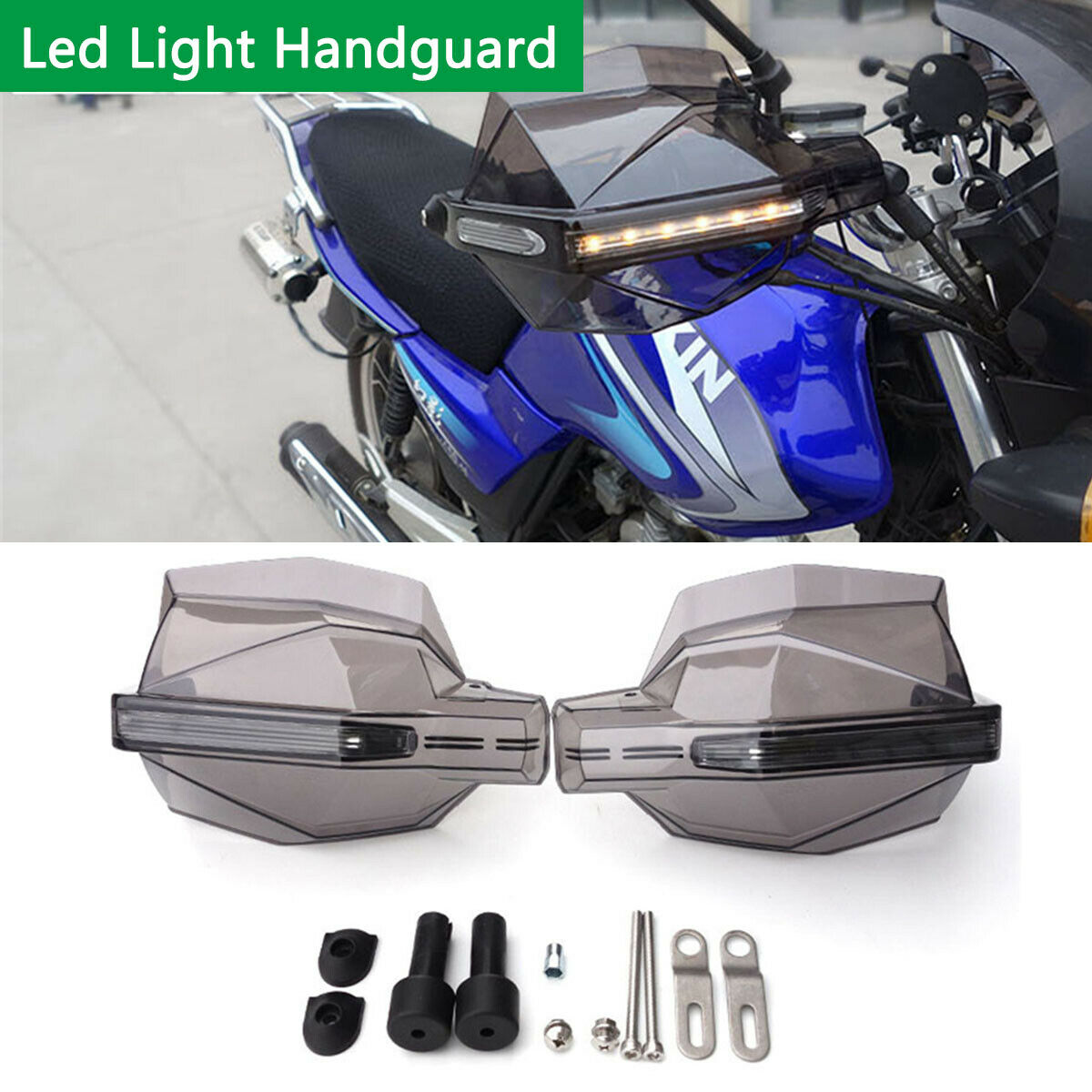 Motorcycle Bar Hand Guards Handguard 22mm (7/8) LED Turn Signal Light Pair