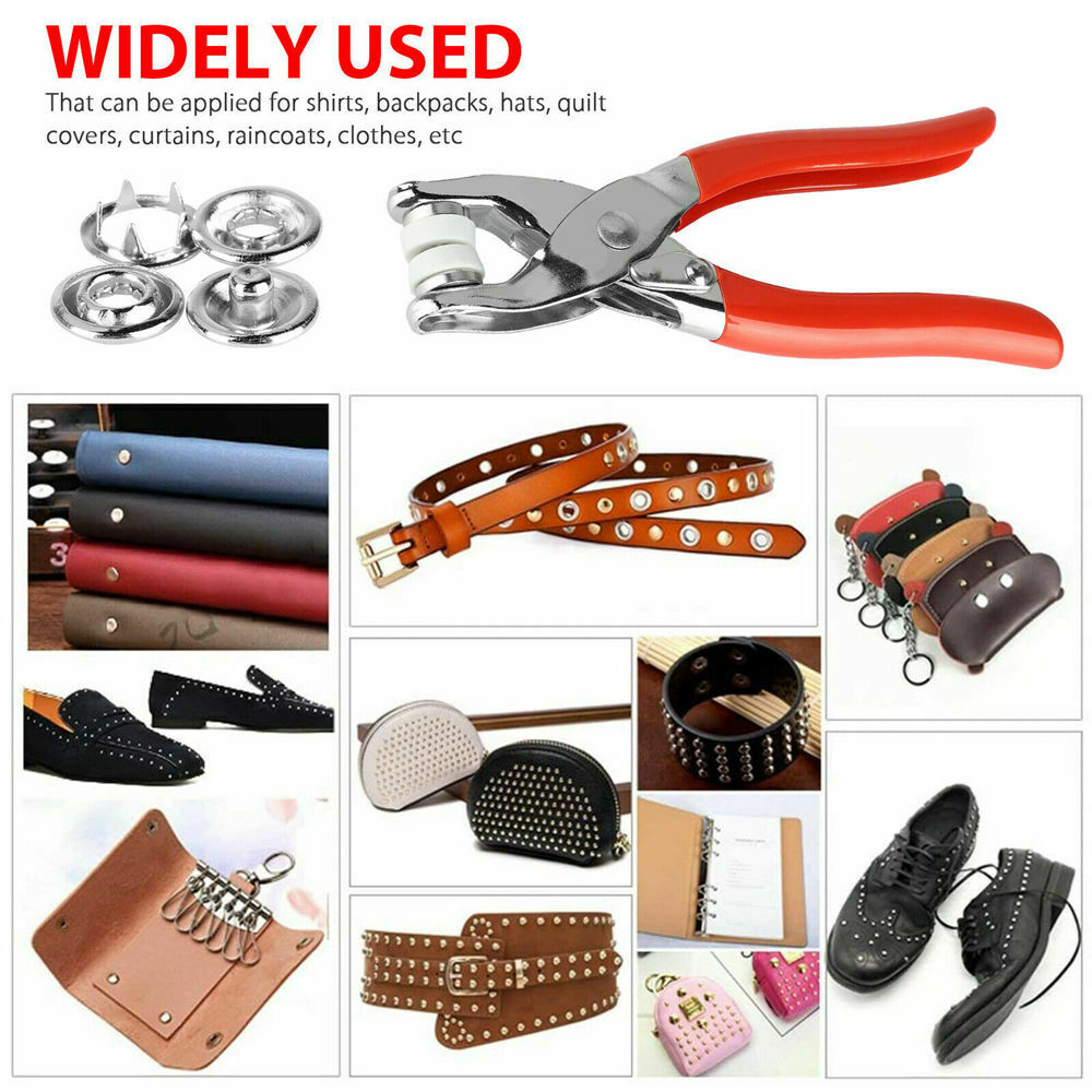 100pcs Prong Pliers Ring Press Studs Snap Popper Fasteners Sewing DIY Tool Kit