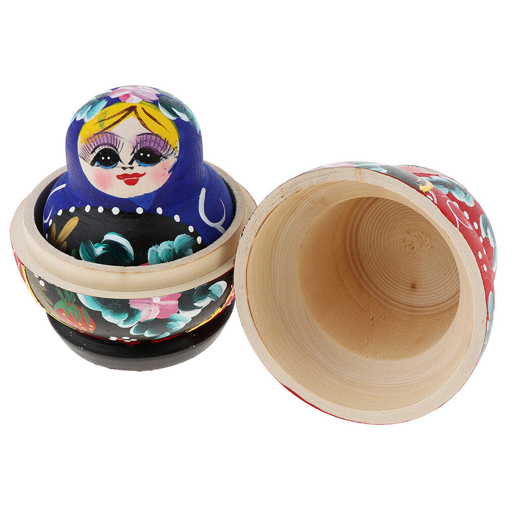 Set of 10 Pieces Hand Painted Colorful Girls Russian Babushka Matryoshka Nesting