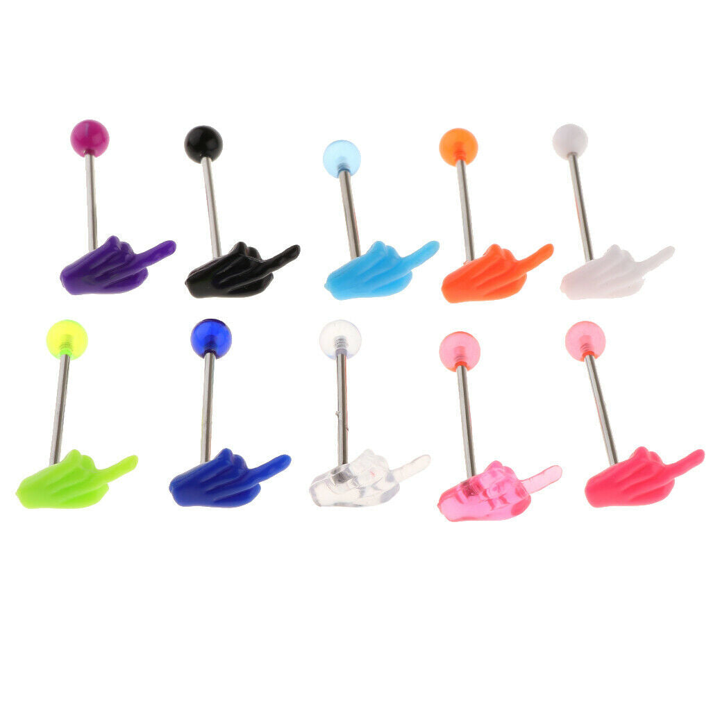 10Pcs Stainless Steel Lip Chin Labret Bar Tongue Ring Stud Tragus Piercing