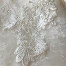 1 Pair Lace Embroidery Bridal DIY Wedding Dress Beaded Applique Lace Trim