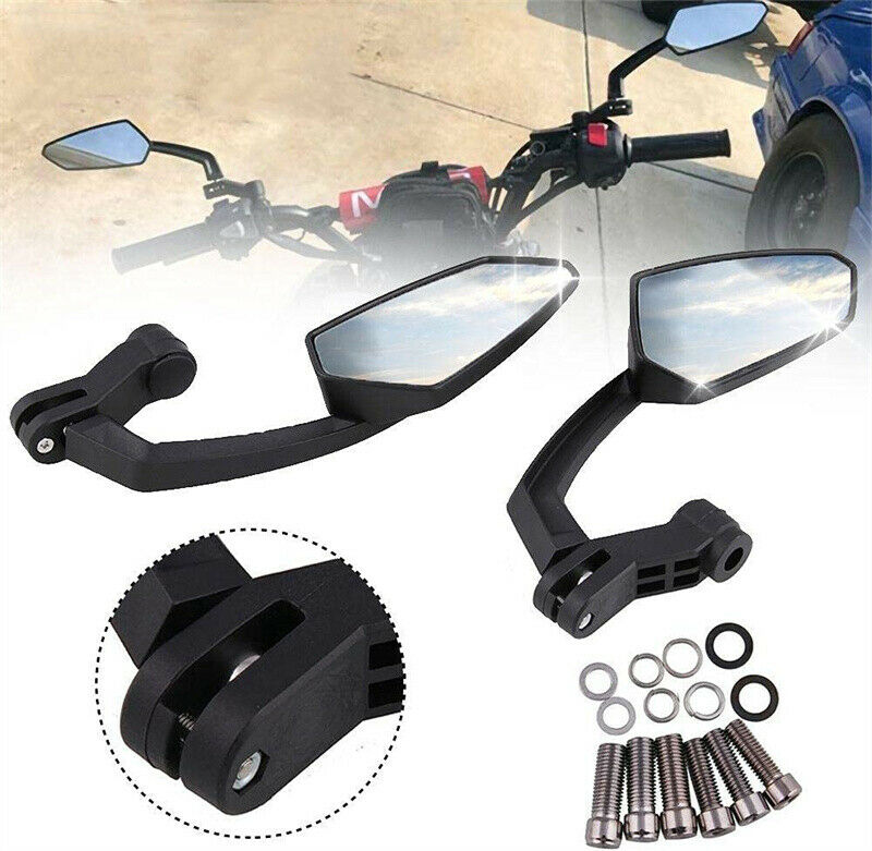 Pair Motorcycle Angled Style Side Rearview Mirrors 8mm/10mm Universal Fit BMW