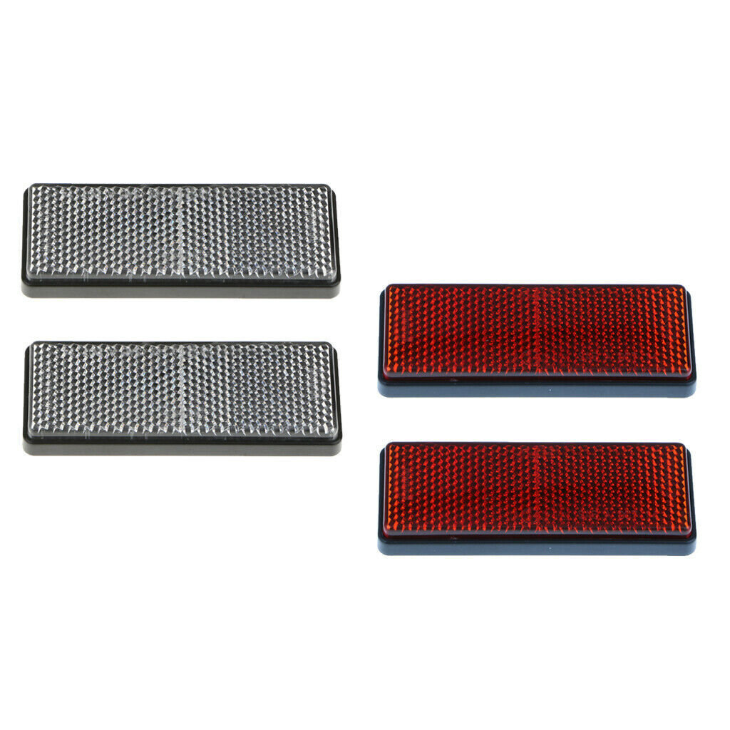 Set of 4 Plastic Car Cycle Reflector Reflective Strips Self White & Red
