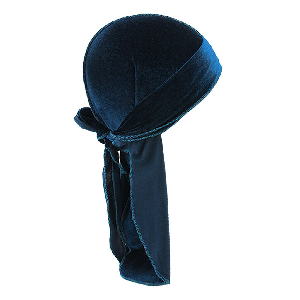 2 Pcs Unisex Trendy Velvet Bandana Hat Long Tail Headwear Beanie Chemo Hat