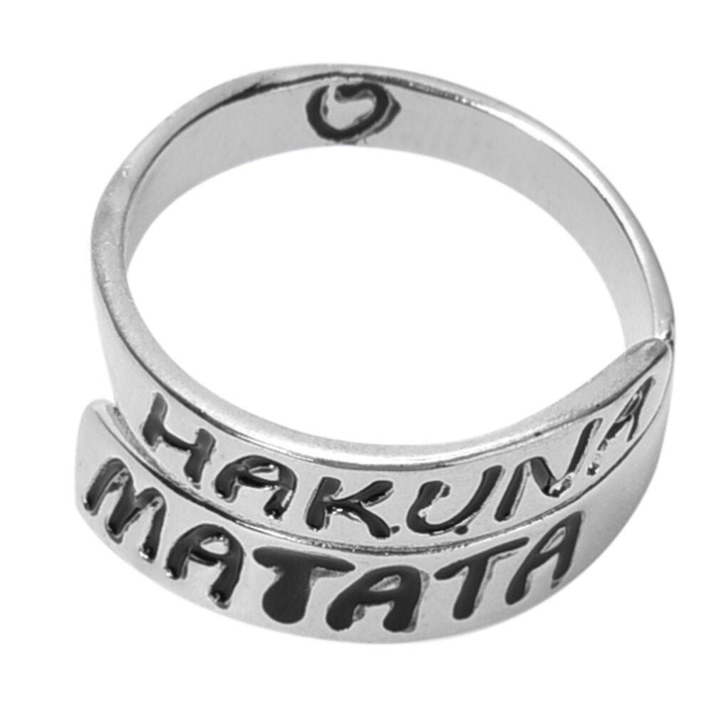1 Pc Fashion Women Punk Heart Letter "Hakuan Matata" Open Twist Finger Rin.l8