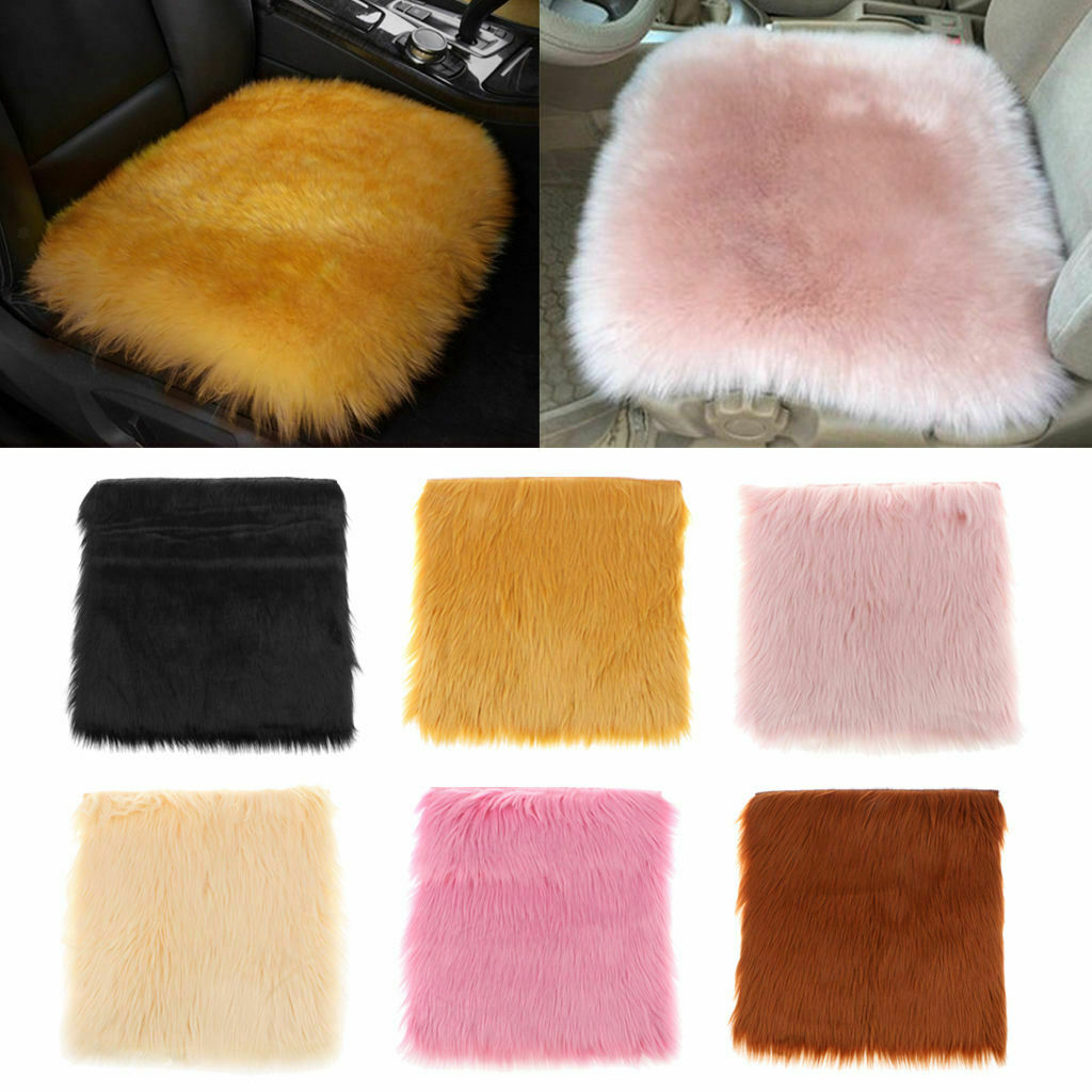 Fluffy Square Sofa Cushion Area Rug Carpet Float Window Mat 40x40cm Black