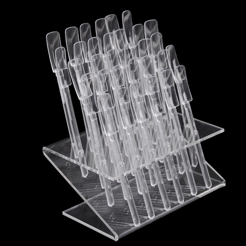 32 Tips   Sticks Nail Art Clear Tips Display Stand Nail Polish Training ToDD