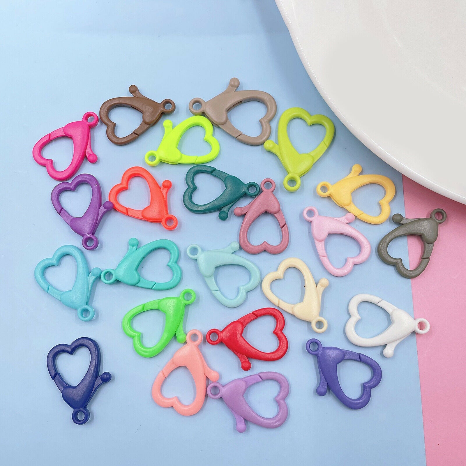 100 Pieces Heart-shaped Lobster Clasps Lanyard Snap Hooks for Jewelry Making