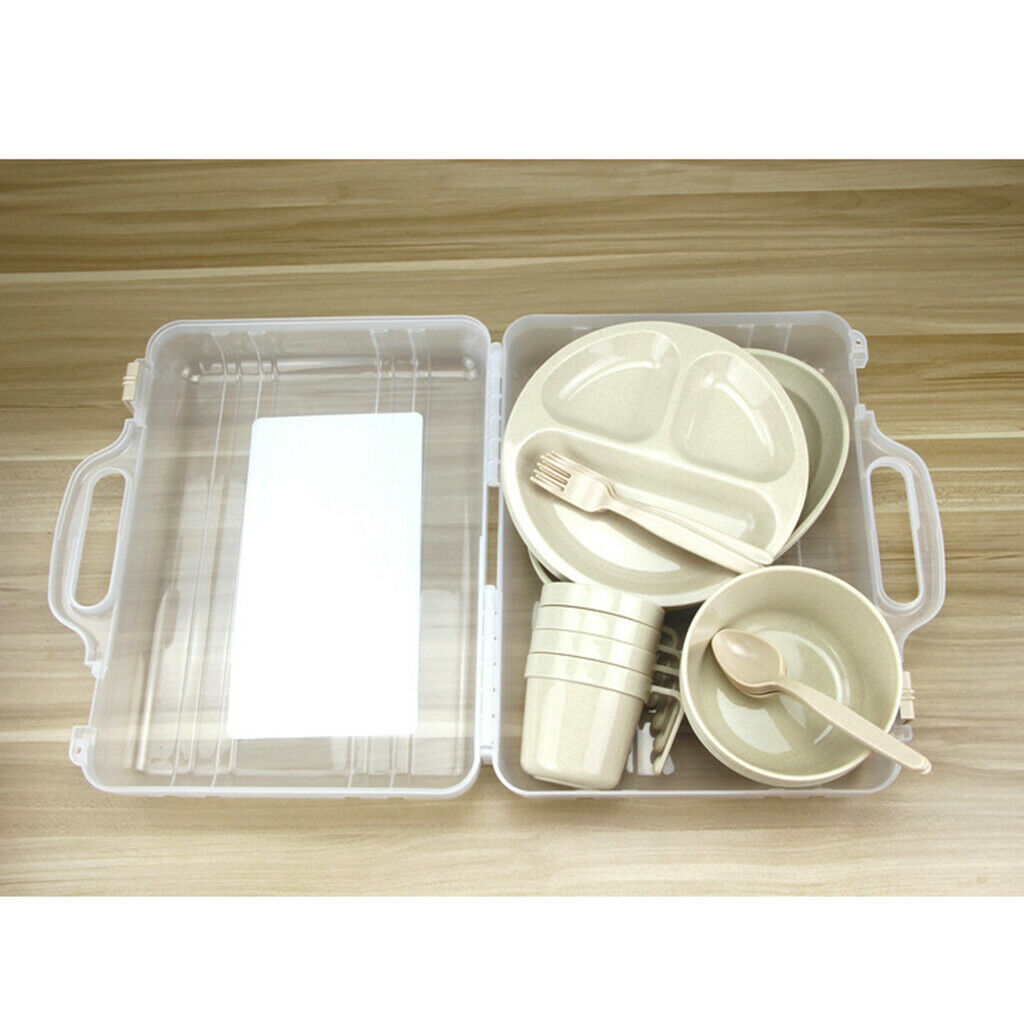 24 Packs Picnic Camping Outdoor Plastic Reusable Tableware Dishes Set