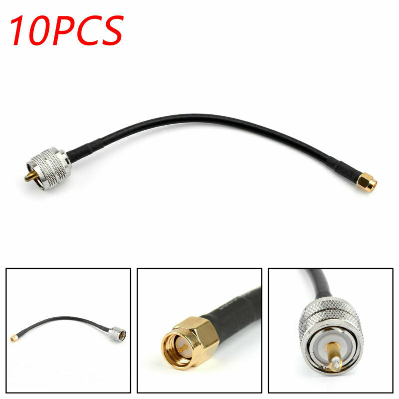 10xPL259 SMA Male to UHF Male RF Straight Pigtail Jumper RG58 Coax Cable 20cm