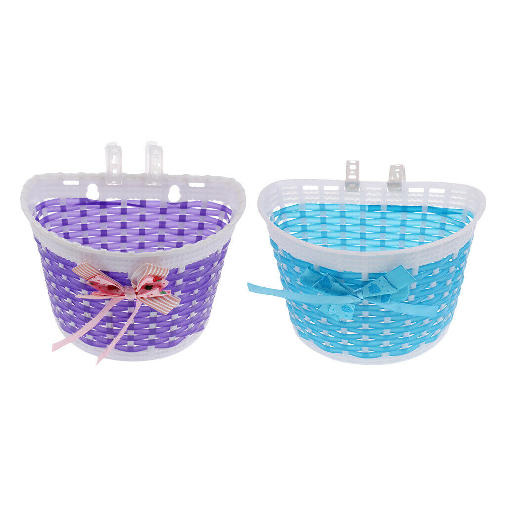2PIECE Bicycle Front Basket Bowknot Bike Shopping Holder for Children Kids Girls