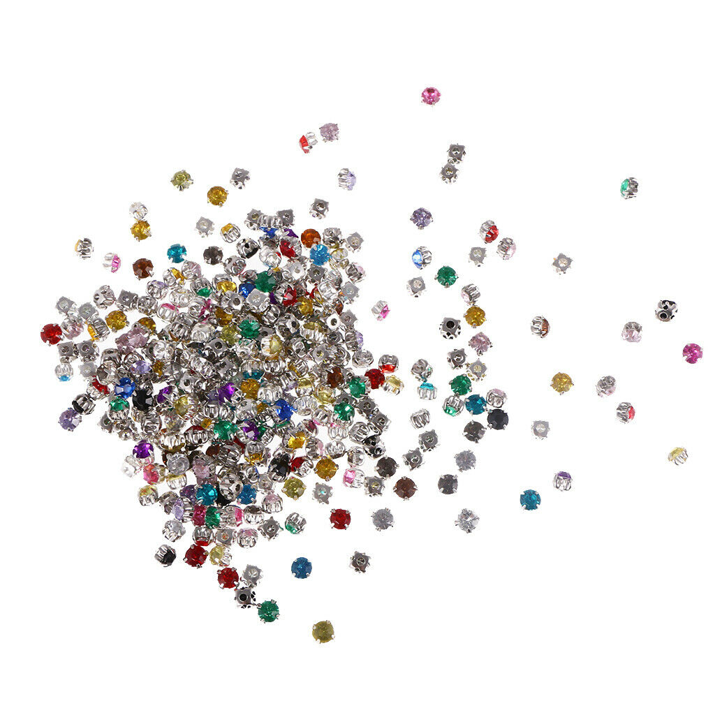 300pcs Sew On Crystal Loose Beads Faceted Beads Wedding Embellishment 6mm