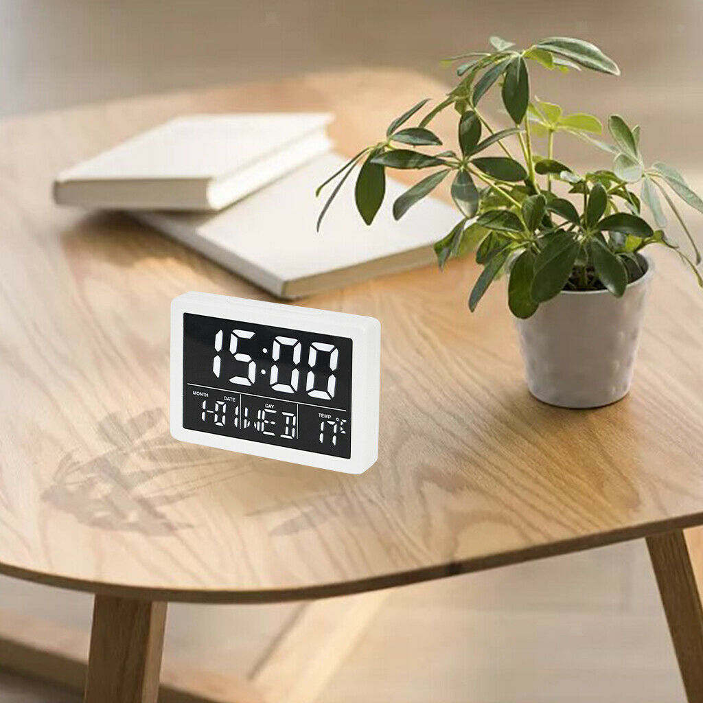 Multifuncational Desk Alarm Clocks 6 Volume for Bedroom Study Room White