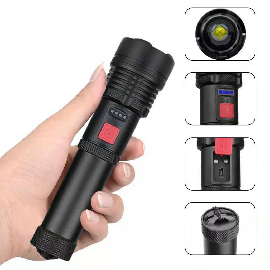 Flashlight Rechargeable Black Light with Battery Display Torch Blacklight LED