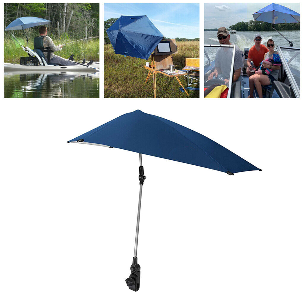 Adjustable Clamp-On Beach Umbrella Sun Parasol Lounge Chair Strollers Hiking