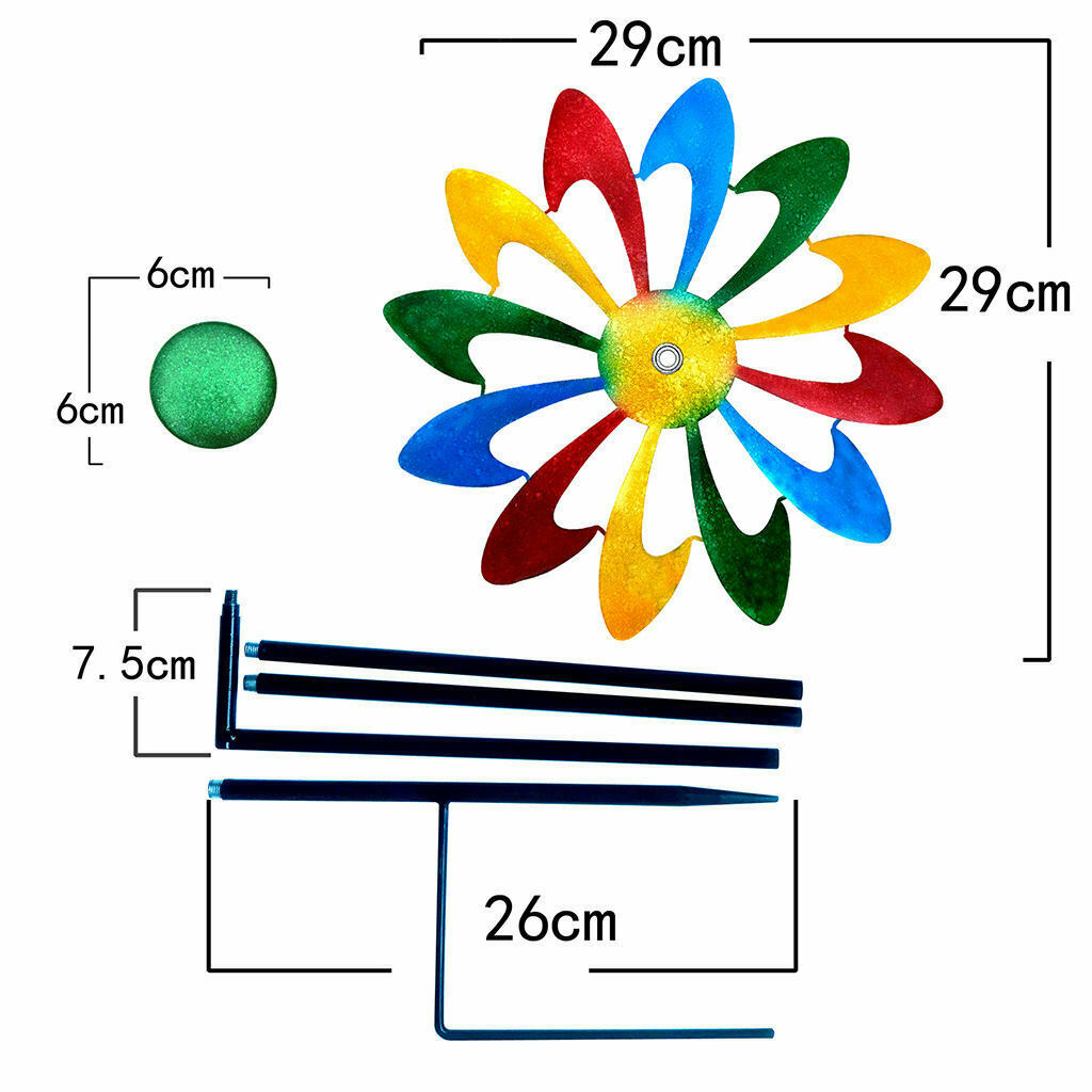 Metal Windmill Stake Spinner Outdoor Yard Art Decor for Yard Decorations Garden