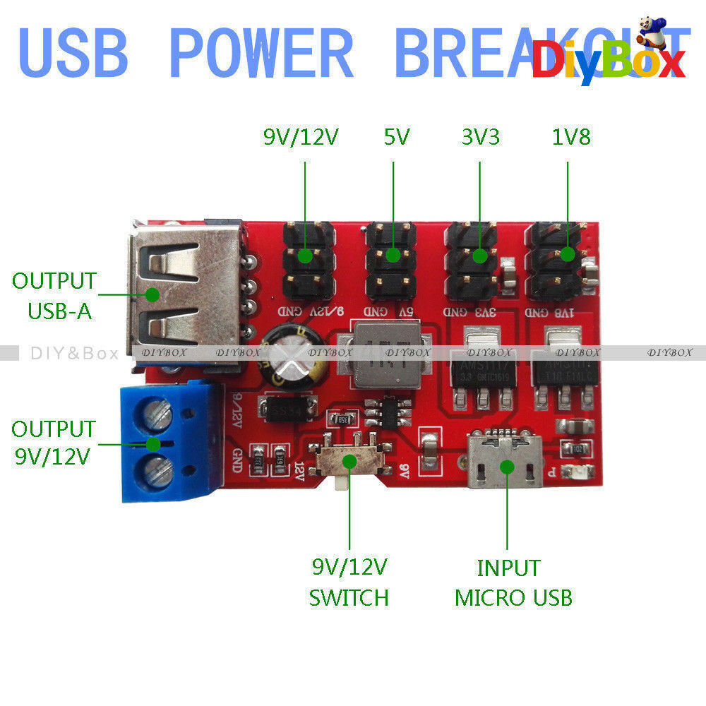 Micro USB 5V to 1.8V/3.3V/5V/9V/12V Power Module Breakout DC to DC USB