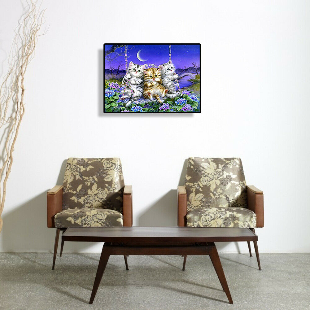 Three Kittens Diamond Painting Cross Stitch DIY Mosaic Embroidery Picture @