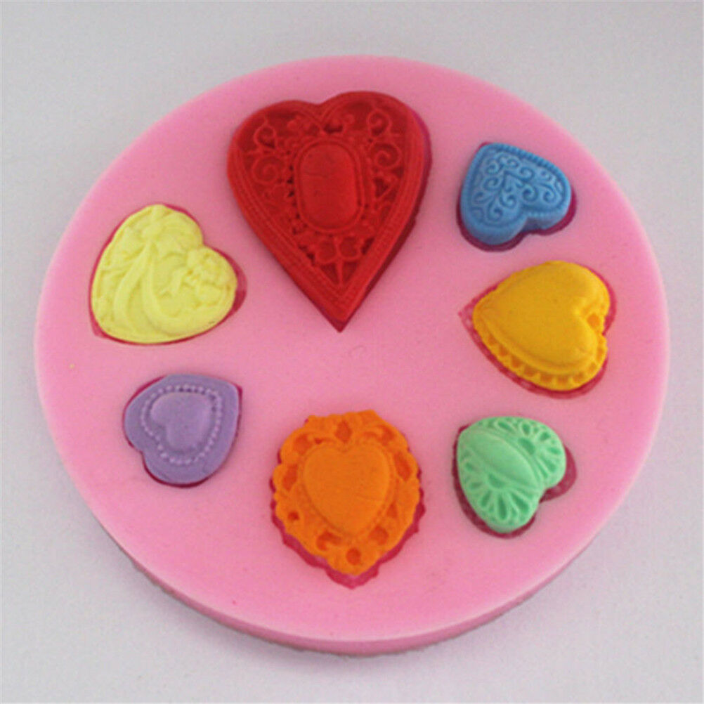 Heart Brooch Silicone Mold Fondant Cake Cooking Tools Cupcake Chocolate M.l8