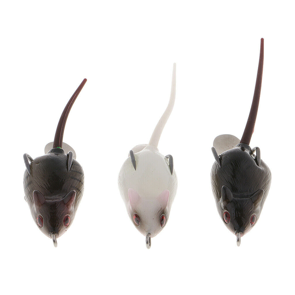 3pcs Mice Baits Frog Topwater Rat Lure Sequins Bait Artificial Fishing Lures
