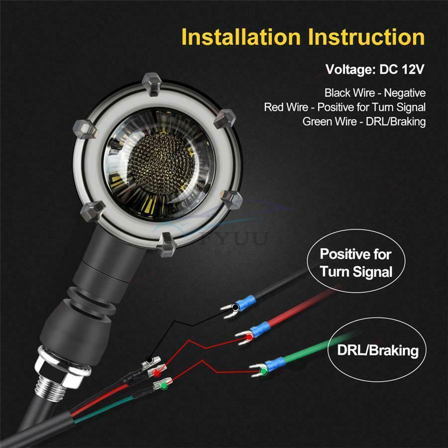 4PCS 3 in 1 Motorcycle ATV DRL LED mMobile Turn Signal Tail Light Waterproof