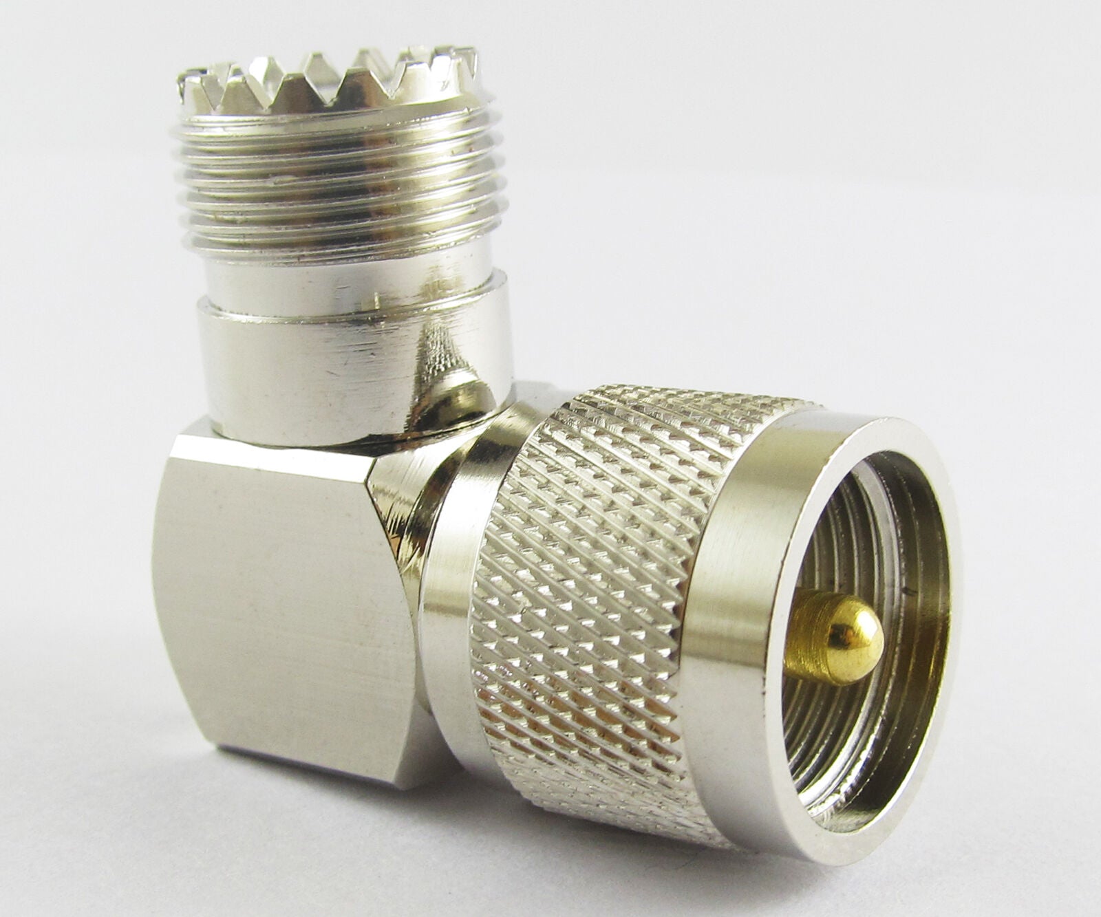 10pcs UHF PL-259 Male to UHF SO-239 Female Right Angle RF Coaxial Adapter Brass