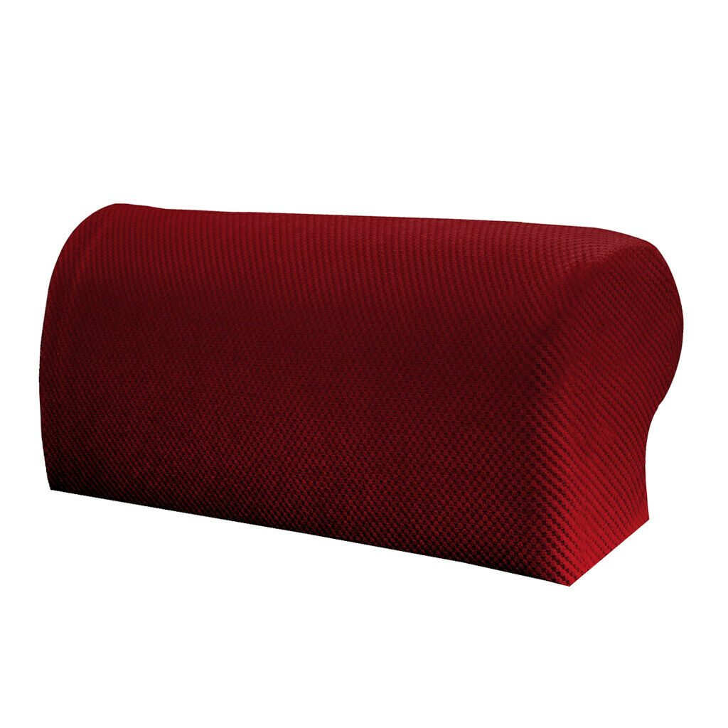 2 Pair(Two Red) /4Pcs Elastic Sofa Armrest Covers Armchair Slipcovers