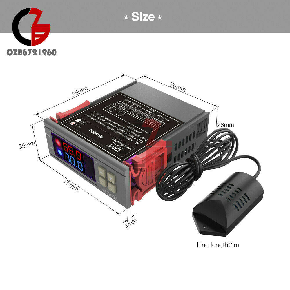 SHT2000 Humidity Hygrometer Thermostat Temperature Controller DC 12-72V 10A