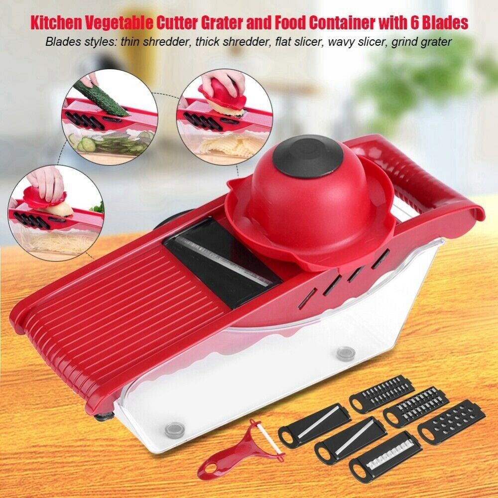6in1 Slicer Mandoline Cutter Grater Multi-function Peeler Vegetable Carrat Onion