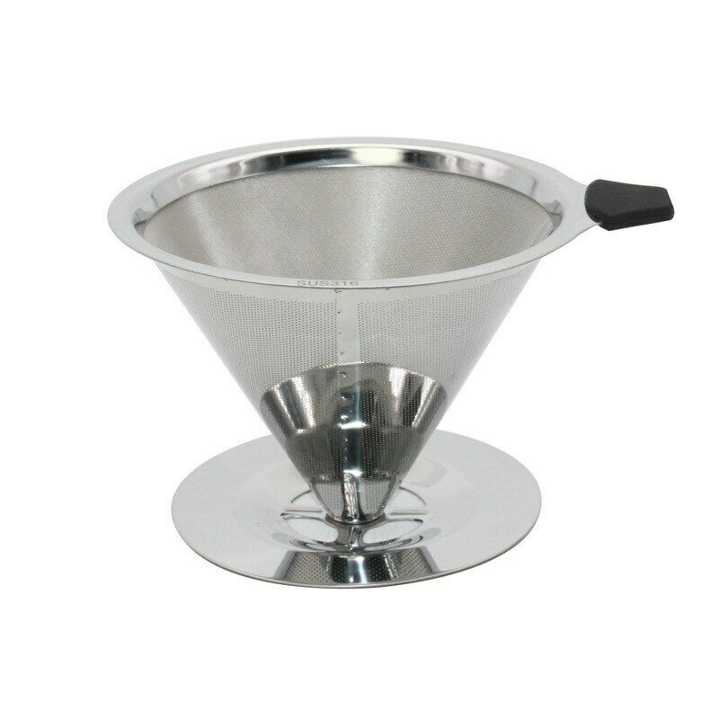Coffee Filter Dripper Pour Over Stainless Steel Funnel Reusable 1-4 CUP CA