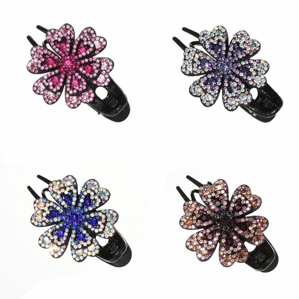 Rhinestone Hair Clip Crystal Flower Duckbill Hairgrip Wedding Dovetail Clips