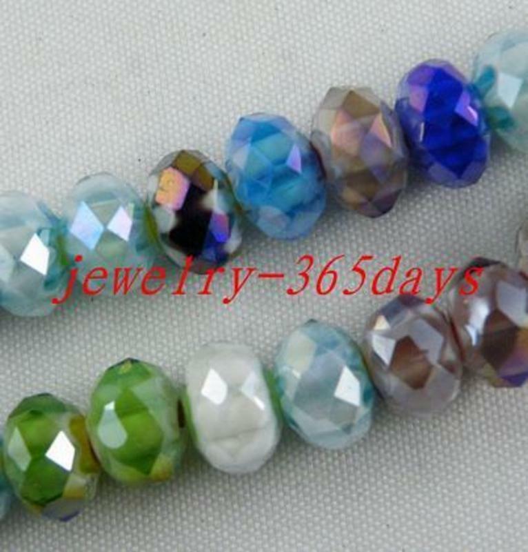 60pcs Glass Crystal Mixed Faceted Spacer Beads 8x5.5mm
