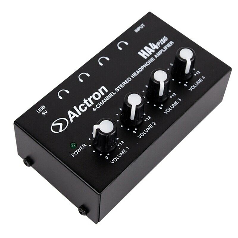 Alctron 4-Channel Portable Stereo Headphone Amplifier Mini Earphone Splitter AU2
